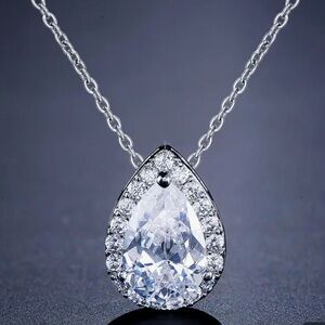 3-Carat Drop Moissanite 925 Pendant Necklace